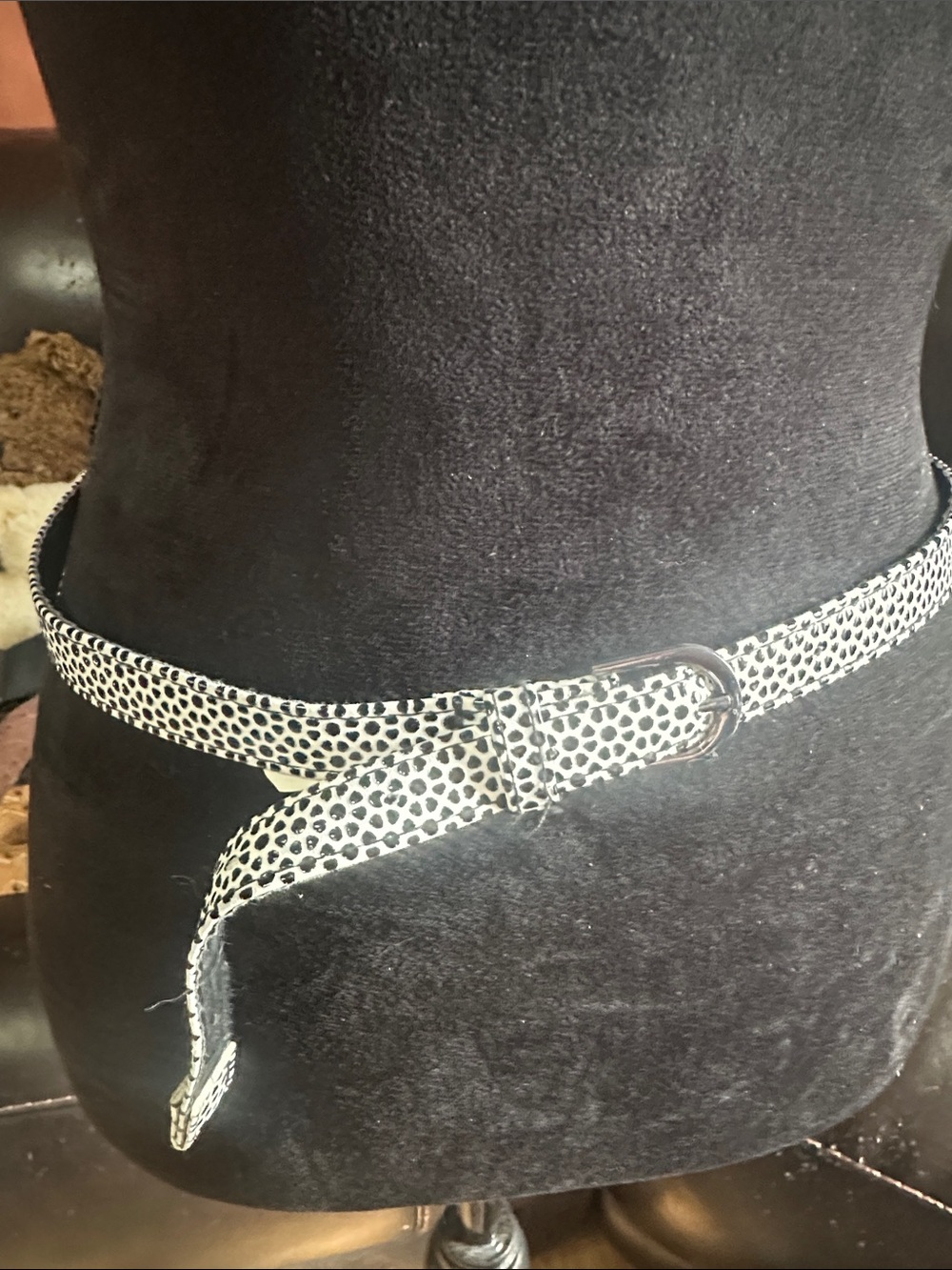 Black & White Spotted D-Ring Women's Belt